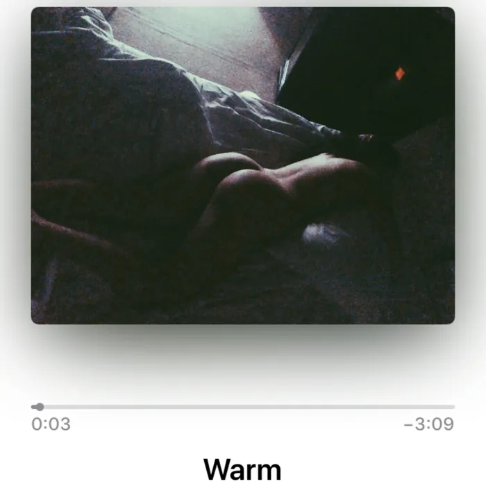 Music player paused on a track called Warm