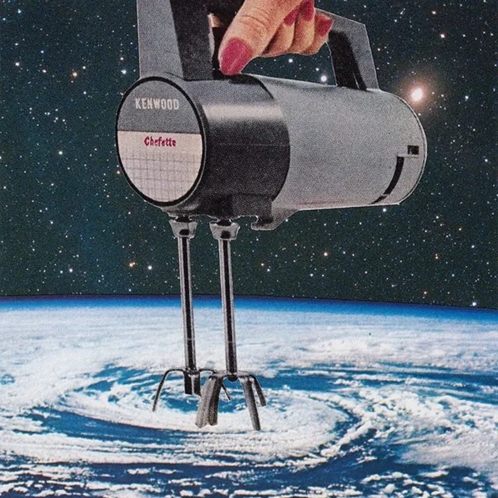Hand mixer whisking the Earth, seen from orbit